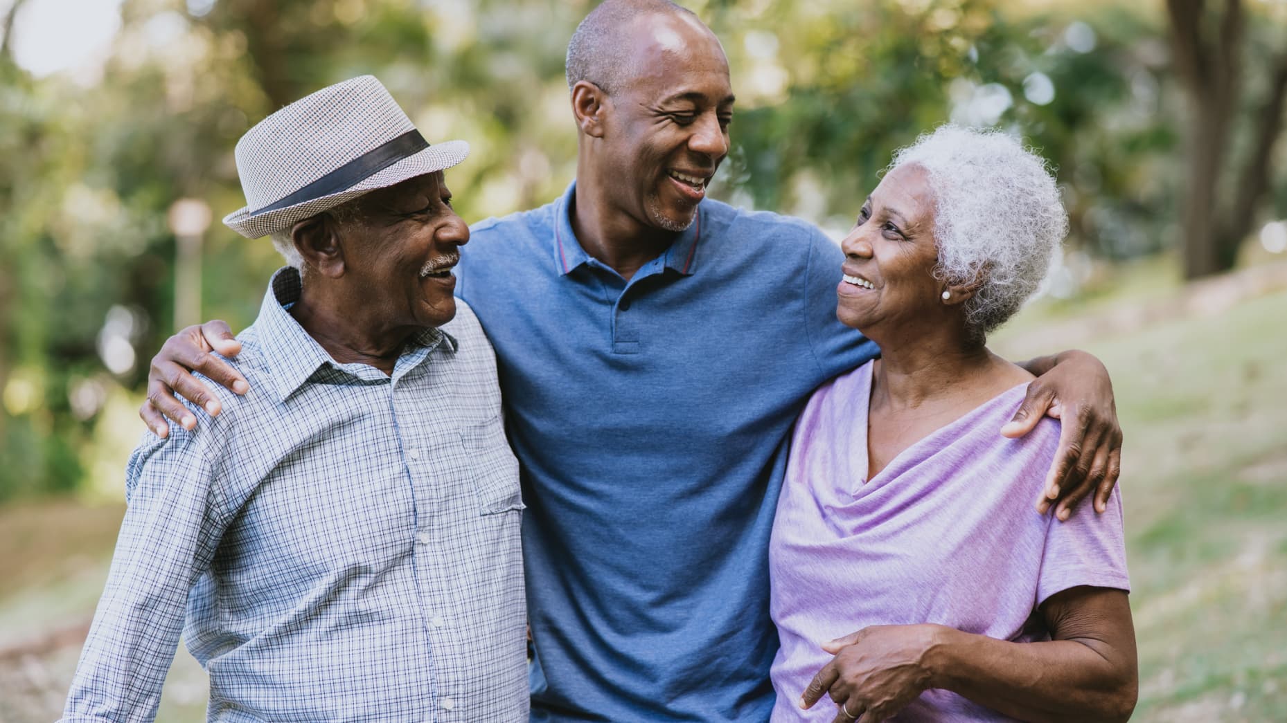 Portrait of a senior couple with adult son